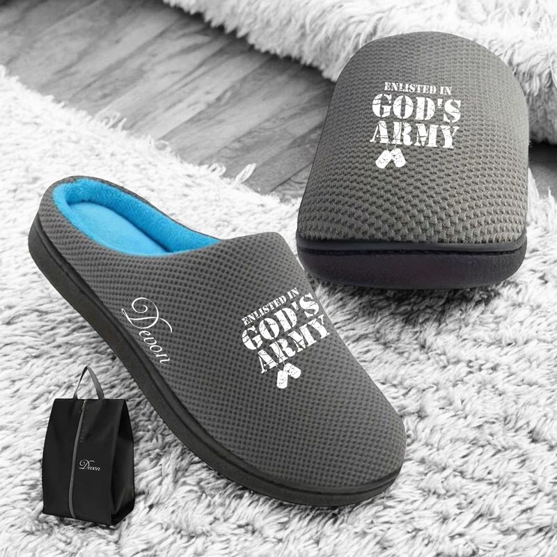 Faith-filled cozy slippers customized with your name and uplifting message