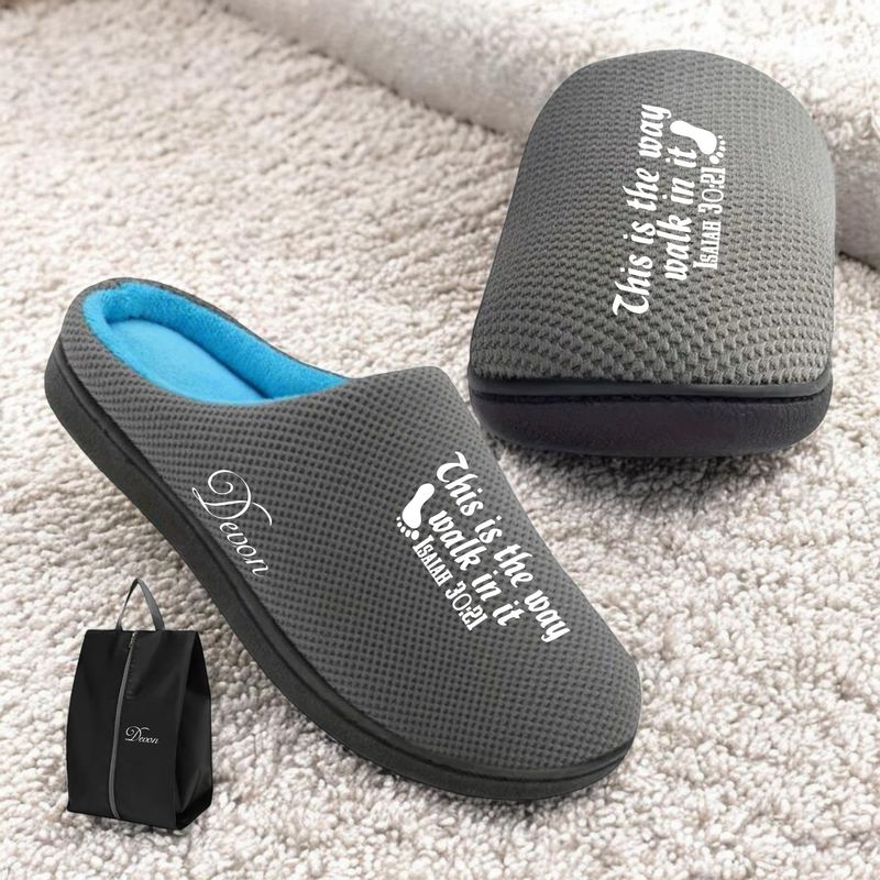 Faith-filled cozy slippers customized with your name and uplifting message