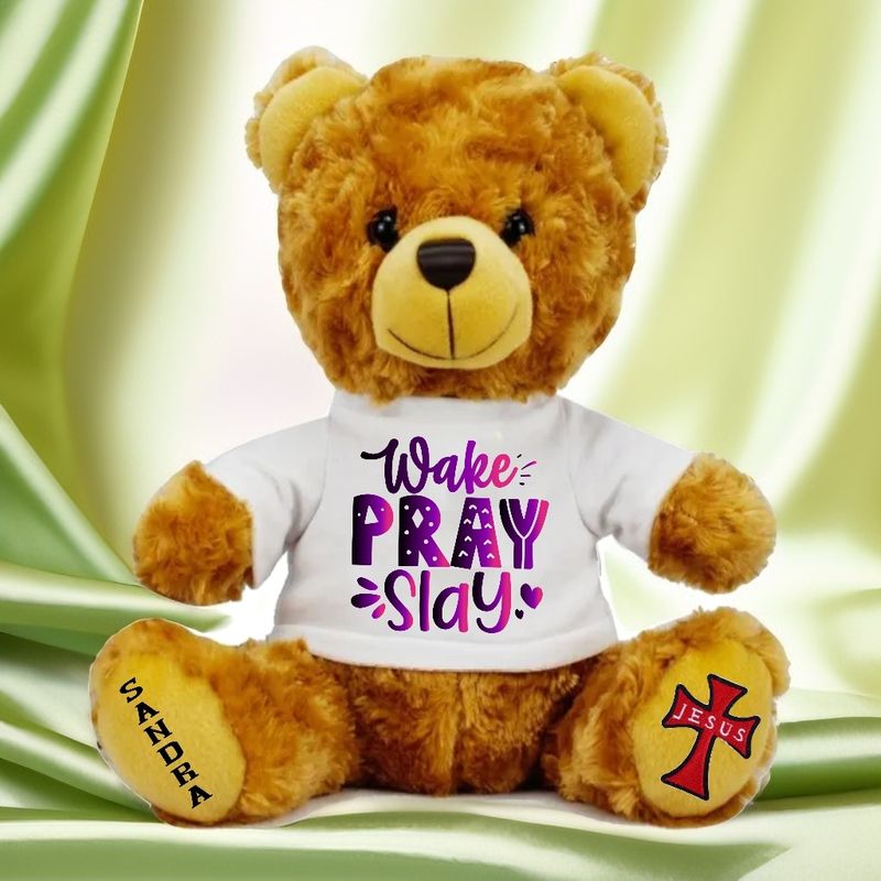 Personalized Scripture Teddy Bear with Name | Faithful Comfort Gift | Birthday Bear | Grad Bear | Customized Stuffed Animal