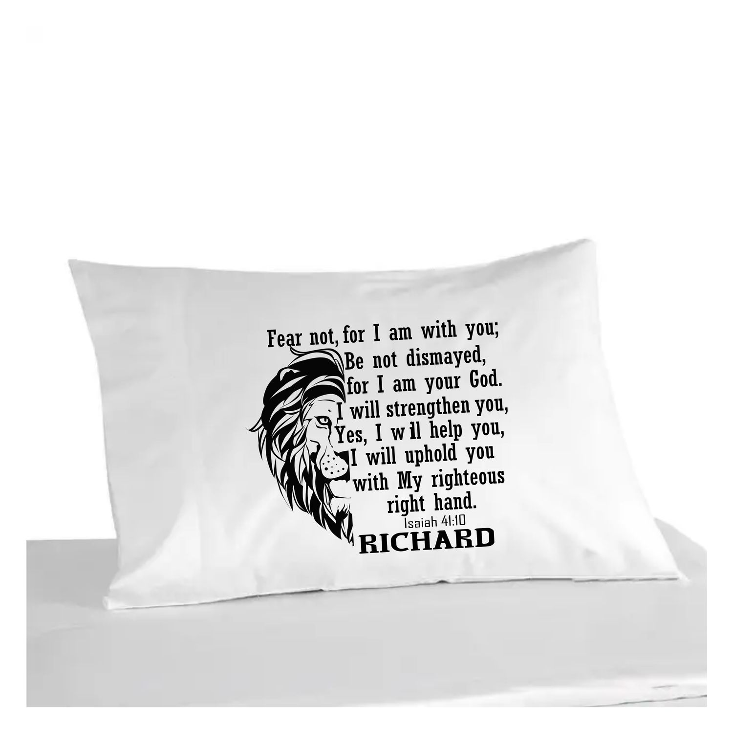 Christian comfort pillowcase with custom monogram and devotional quote