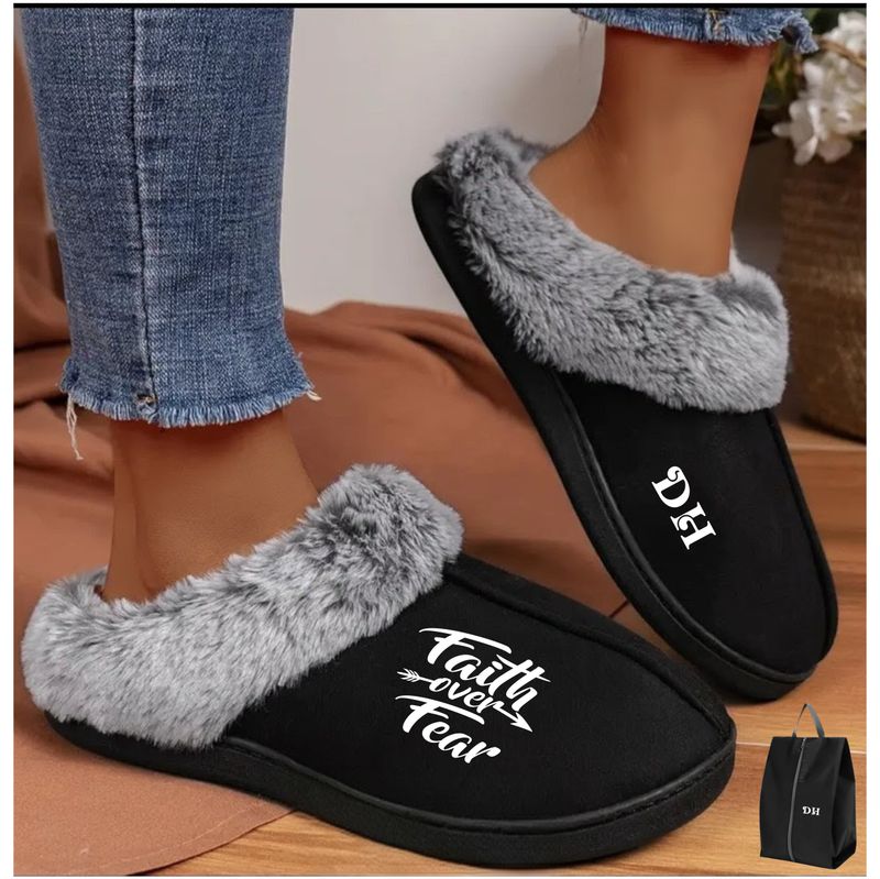 Soft, personalized indoor slippers with custom name. Let every step be a blessing.