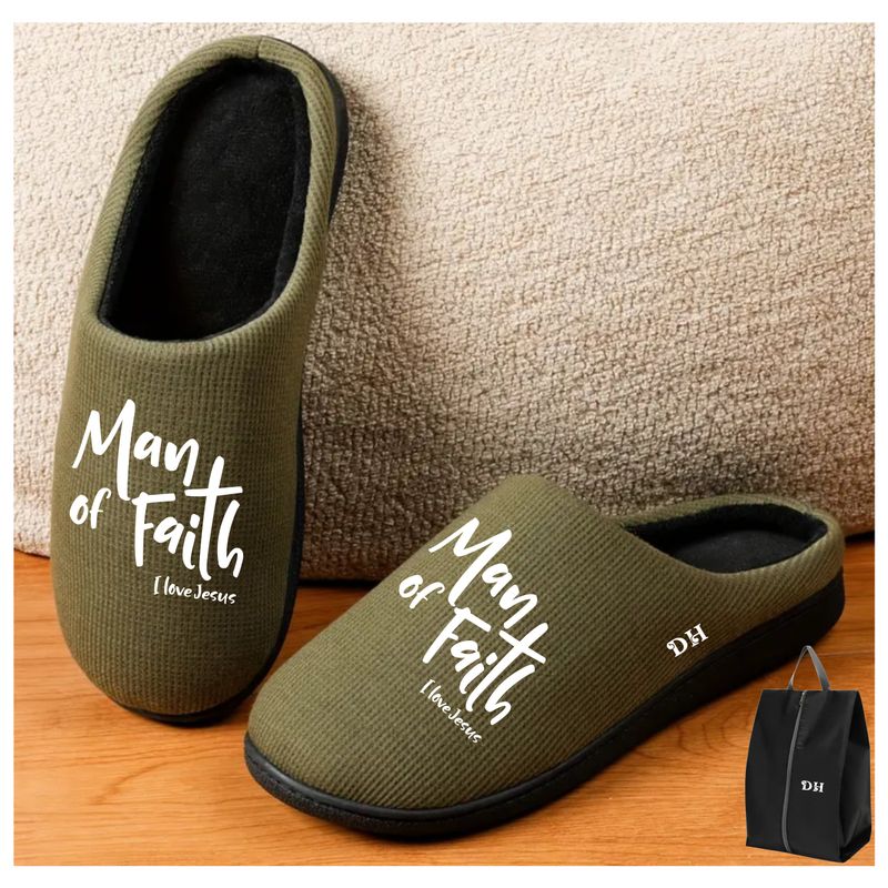 Faith-filled cozy slippers customized with your name and uplifting message
