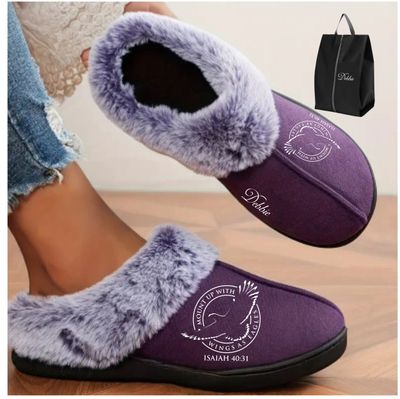 Soft, personalized indoor slippers with custom name. Let every step be a blessing.