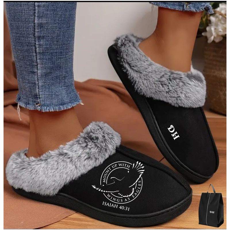 Soft, personalized indoor slippers with custom name. Let every step be a blessing.