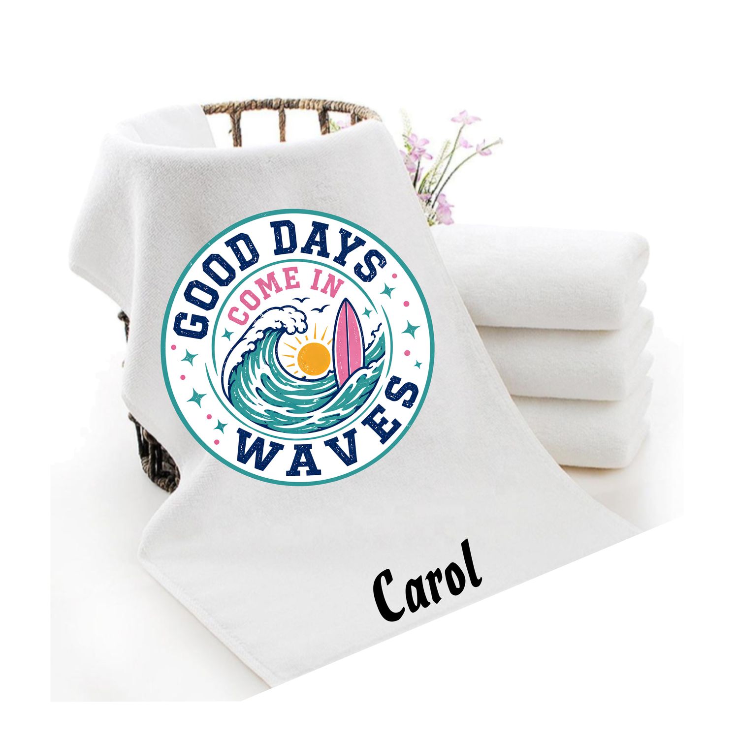 Personalized luxury towels with custom name and uplifting quotes