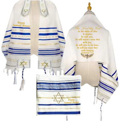 Personalized Prayer Shawl with Name & Scripture | Christian Messianic Tallit | Faith-Inspired Comfort Gift for Men & Women Personalized Christian prayer shawl with custom name, scripture verse, and matching pouch – crafted for worship and comfort