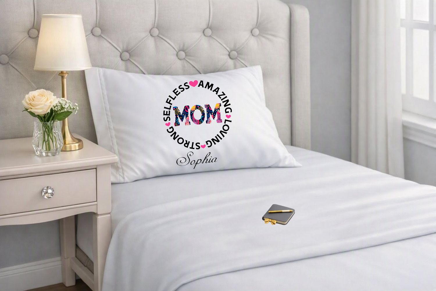 Positive Quote Personalized Pillowcase just for mom – Happy Bedroom Decor