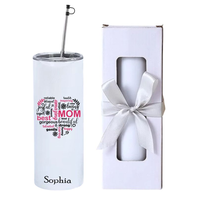 Personalized stainless steel insulated tumbler with uplifting quote, and name or initials