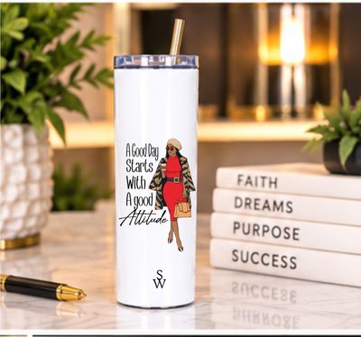 Personalized Stainless Steel Tumbler with Uplifting Words | Skinny Tumbler with Name Personalized stainless steel skinny tumbler with uplifting quote, name or initials