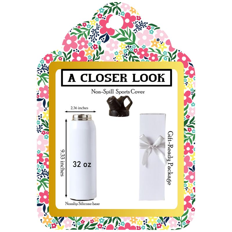 Personalized Stainless Steel Water Bottle with Uplifting Words | 32 oz Bottle with Name