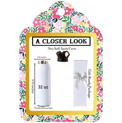 Personalized Stainless Steel Water Bottle with Uplifting Words | 32 oz Bottle with Name