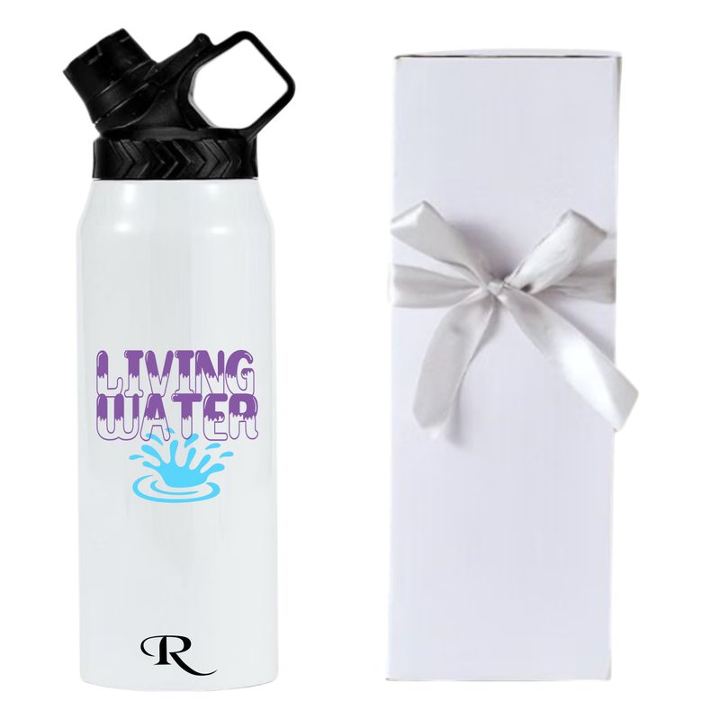 Personalized stainless steel water bottle with uplifting quote, name or initials