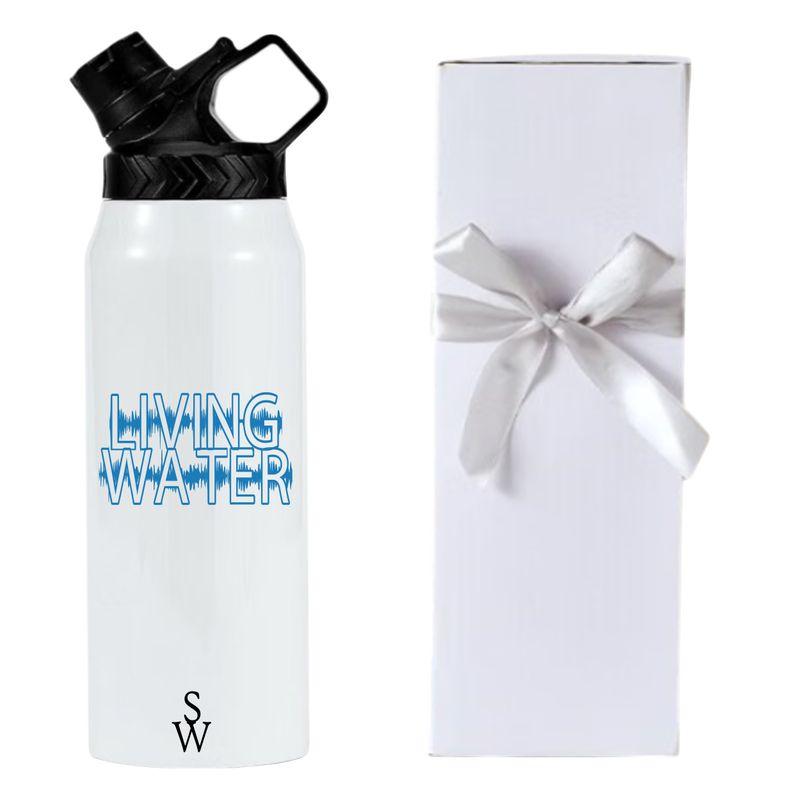 Personalized stainless steel water bottle with uplifting quote, name or initials