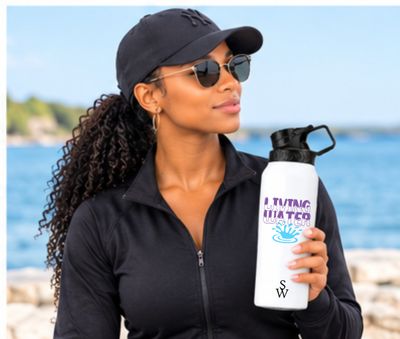Personalized Stainless Steel Water Bottle with Uplifting Words | 32 oz Bottle with Name Personalized stainless steel water bottle with uplifting quote, name or initials