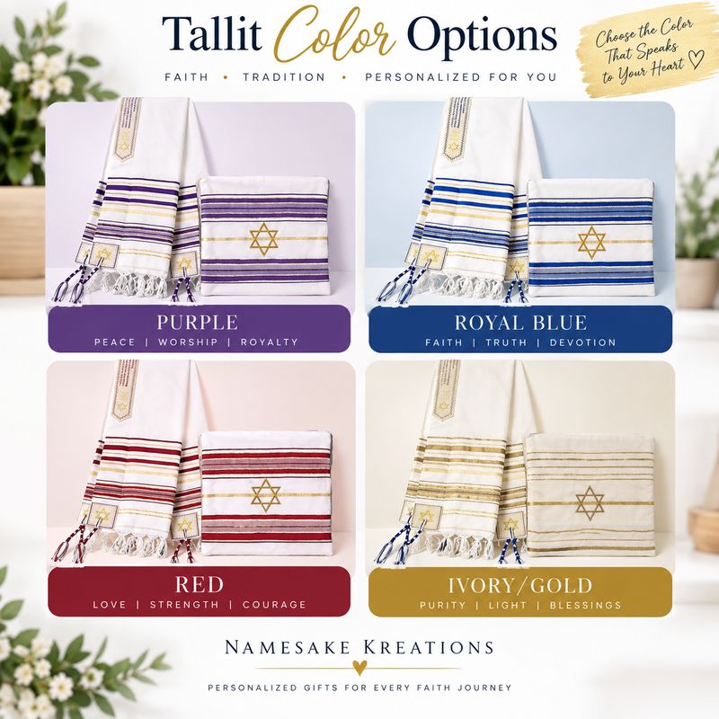 Personalized Christian prayer shawl with custom name, scripture verse, and matching pouch – crafted for worship and comfort