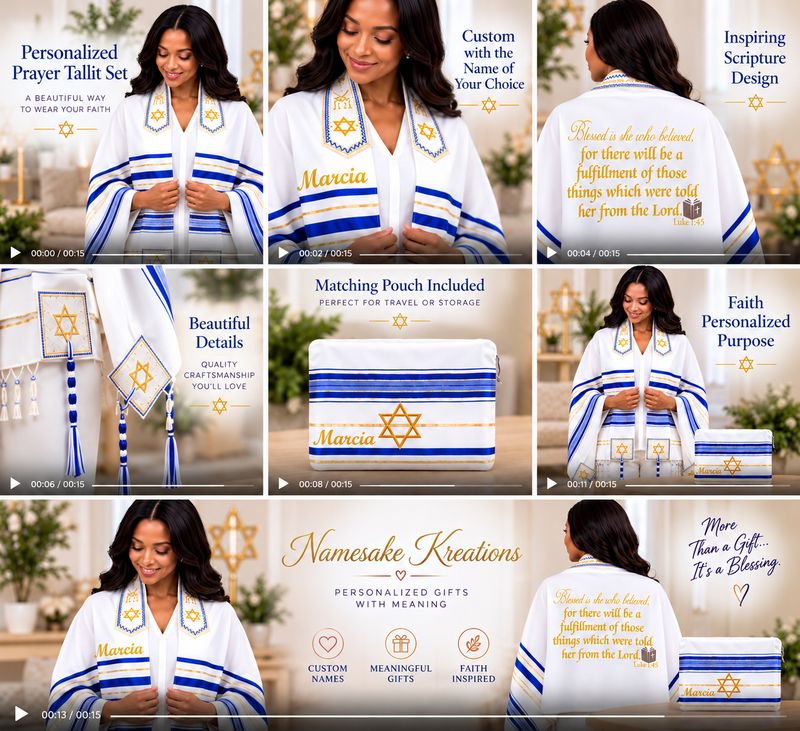 Personalized Prayer Shawl Tallit with Matching Pouch | Custom Name and Bible Verse | Christian Comfort Gift for Men &amp; Women