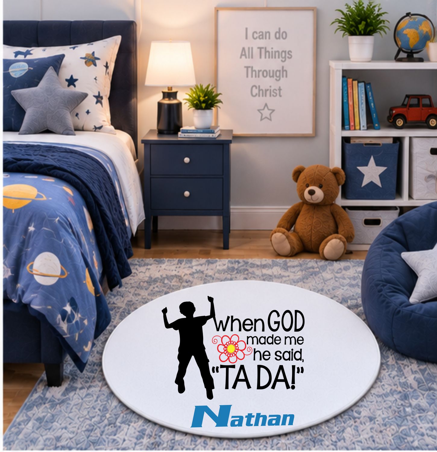 Plush Kids prayer mats with cheerful design and custom name