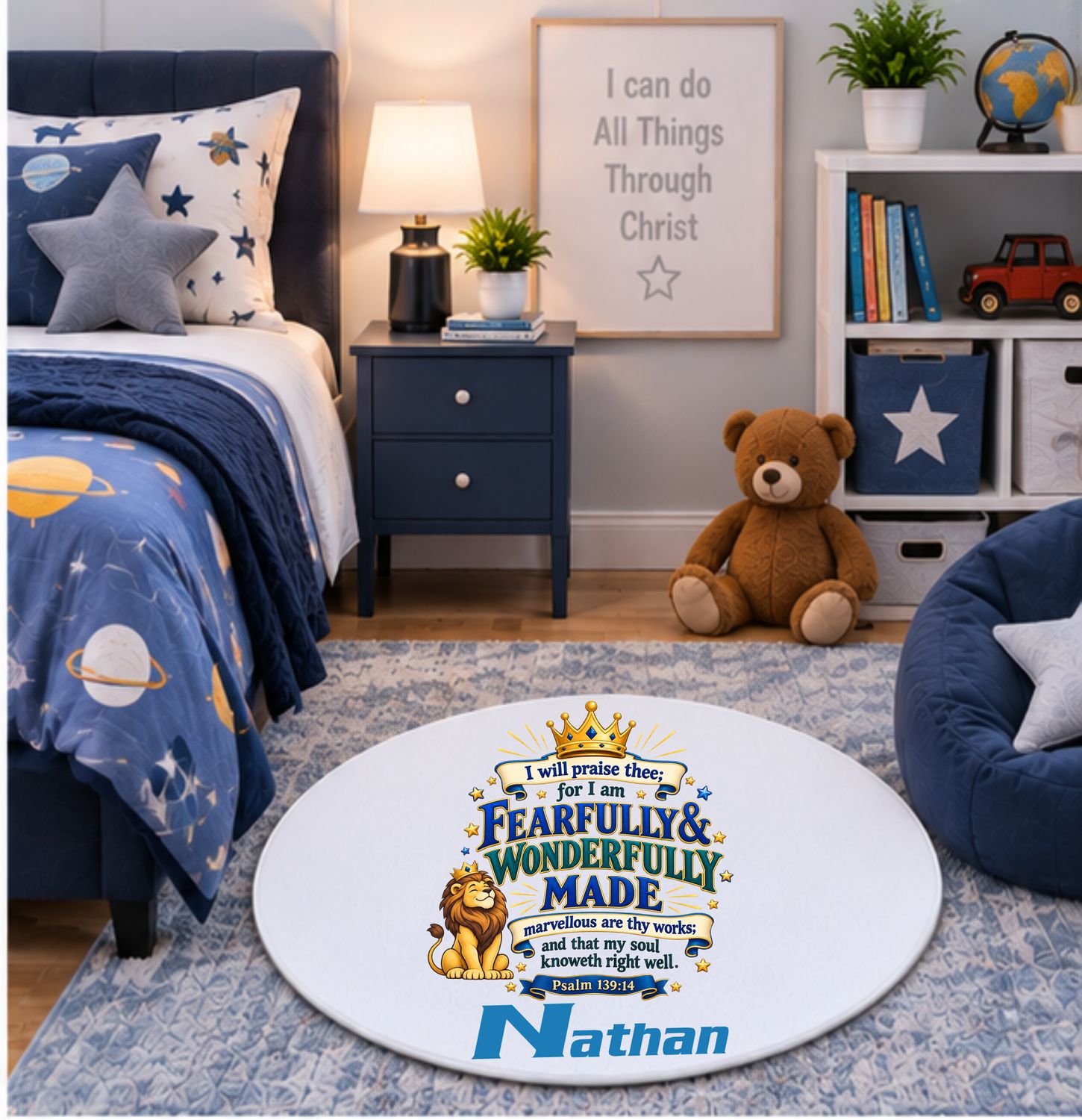 Plush Kids prayer mats with cheerful design and custom name