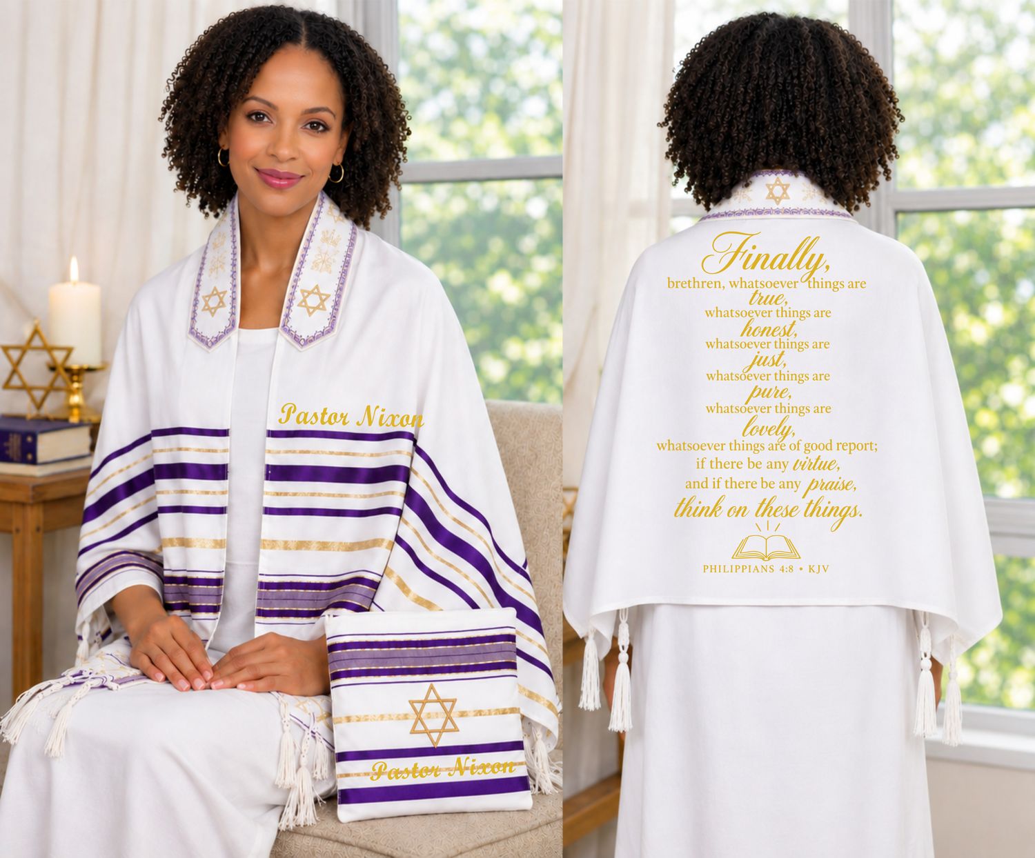 Personalized Prayer Shawl Tallit with Matching Pouch | Custom Name and Bible Verse | Christian Comfort Gift for Men &amp; Women