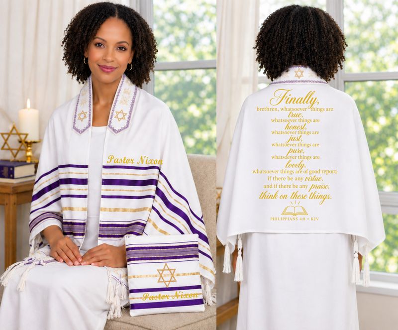 Personalized Prayer Shawl Tallit with Matching Pouch | Custom Name and Bible Verse | Christian Comfort Gift for Men &amp; Women