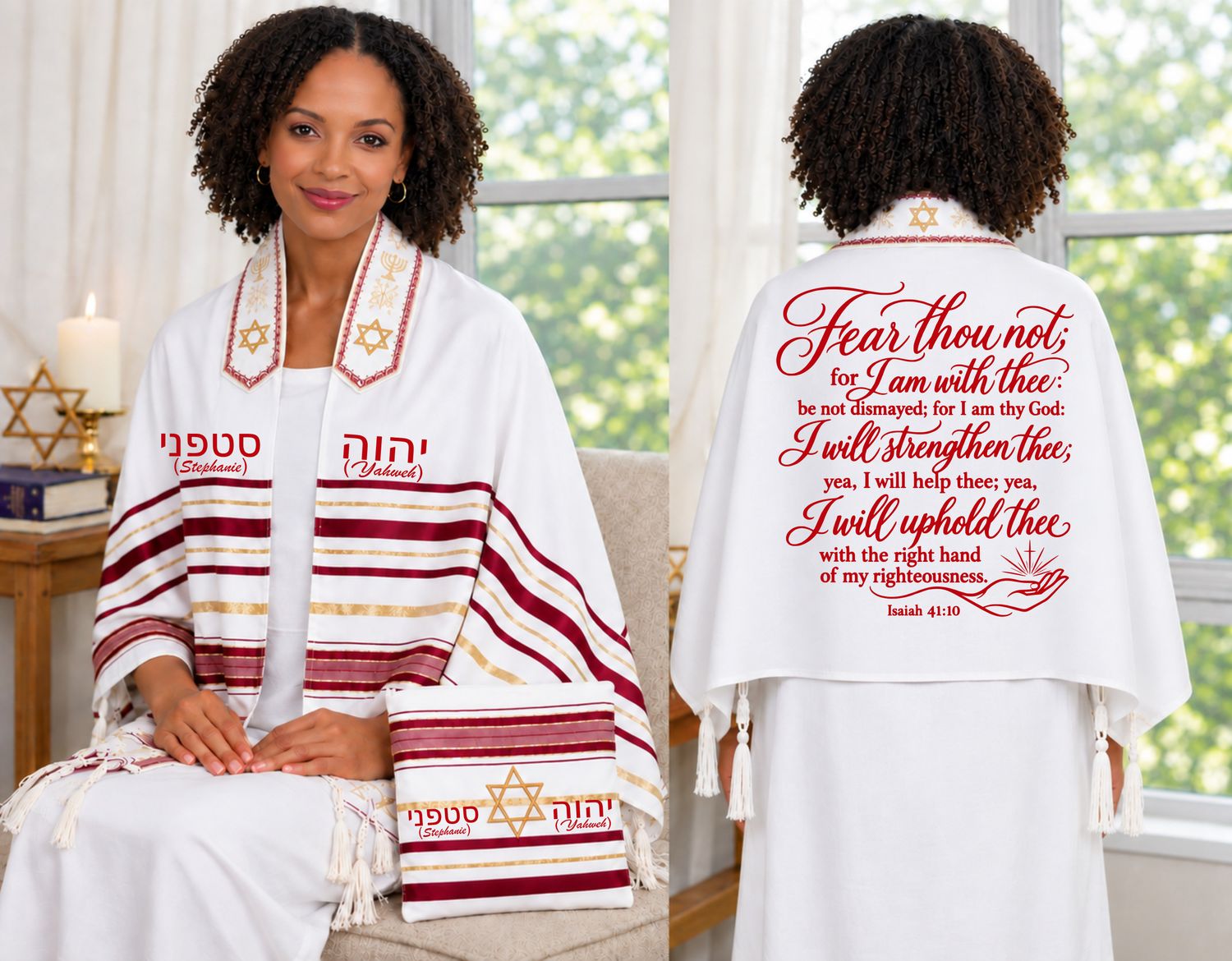 Personalized Prayer Shawl Tallit with Matching Pouch | Custom Name and Bible Verse | Christian Comfort Gift for Men &amp; Women