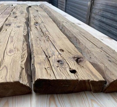 Old wood beams cut 1st side spruce
