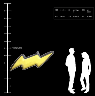 Hanging Inflatable Lightning Bolt 6ft/182cm x 2.6ft/80cm
