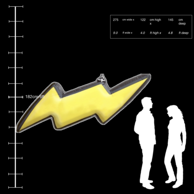 Hanging Inflatable Lightning Bolt 9ft/275cm x 4ft/122cm