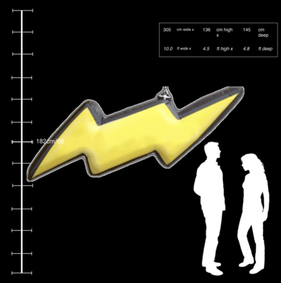 Hanging Inflatable Lightning Bolt 10ft/305cm x 4.5ft/136cm