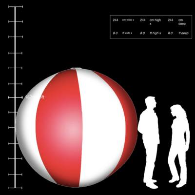 Hanging Inflatable Beach Ball Stripy Spheres 8ft/244cm diameter (8 Section)