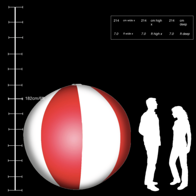 Hanging Inflatable Beach Ball Stripy Spheres 7ft/214cm diameter (8 Section)