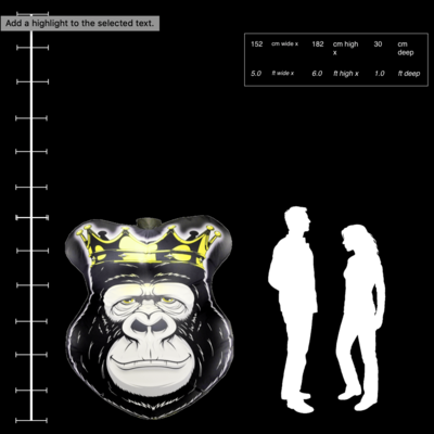 Hanging Inflatable Gorilla Head 5ft/152cm x 6ft/182cm