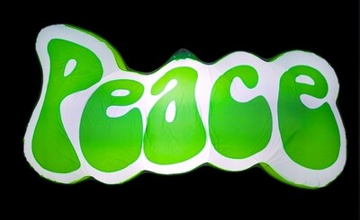 Hanging Inflatable Peace Sign 10ft/305cm x 5ft/152cm, Text Colour: Flouro Green