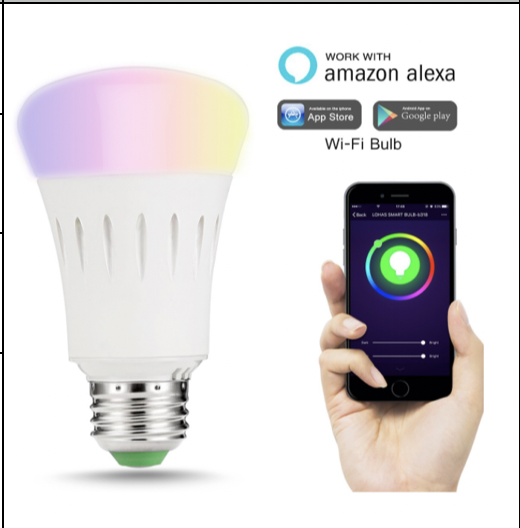 Optional Colour RGB LED Bulb 10w WIFI controlled