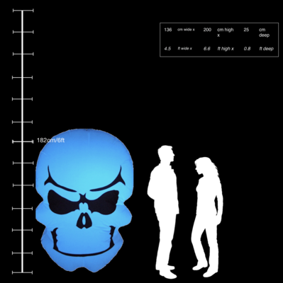 Hanging Inflatable Skull 4.5ft/136cm x 6.6ft/200cm