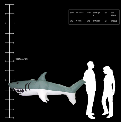 Hanging Inflatable Shark 8.2ft/250cm x 3.5ft/108cm