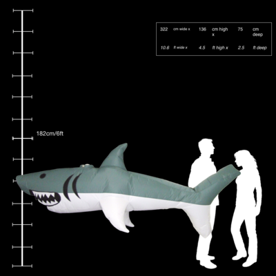 Hanging Inflatable Shark 10.6ft/322cm x 4.5ft/136cm