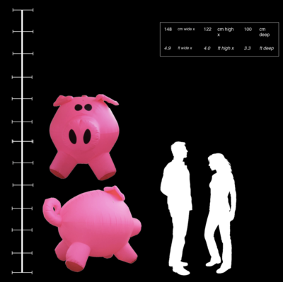 Hanging Inflatable Pig 4.9ft/148cm x 4ft/122cm