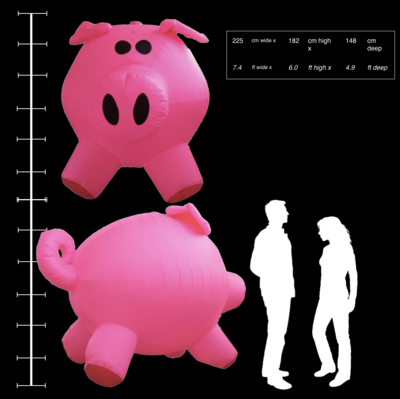 Hanging Inflatable Pig 7.4ft/225cm x 6ft/182cm
