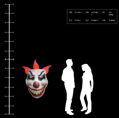 Hanging Inflatable Clown Face 3.3ft/100cm x 4.3ft/130cm