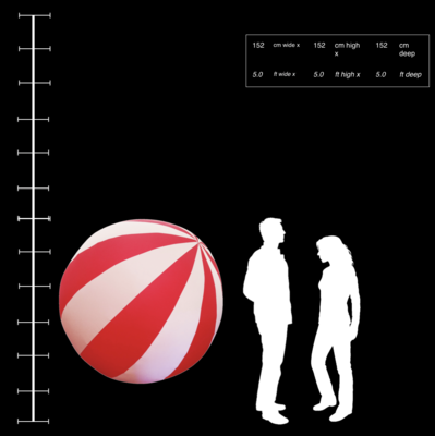 Hanging Inflatable Circus Ball Extra Stripy Spheres 5ft/152cm diameter (14 Section)