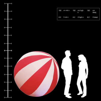 Hanging Inflatable Circus Ball Extra Stripy Spheres 6ft/182cm diameter (14 Section)