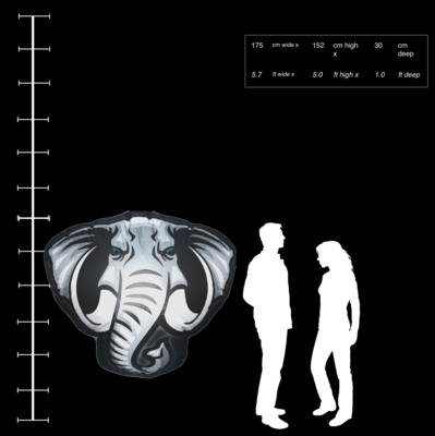 Hanging Inflatable Elephant Head 5.7ft/175cm x 5ft/152cm