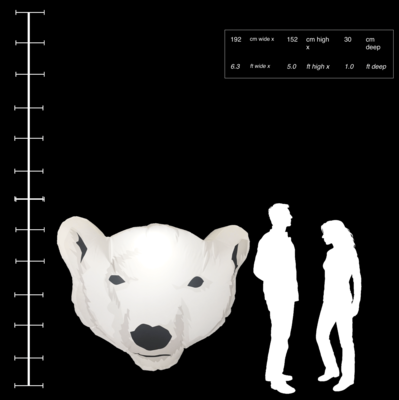 Hanging Inflatable Polar Bear Head 6.3ft/192cm x 5ft/152cm