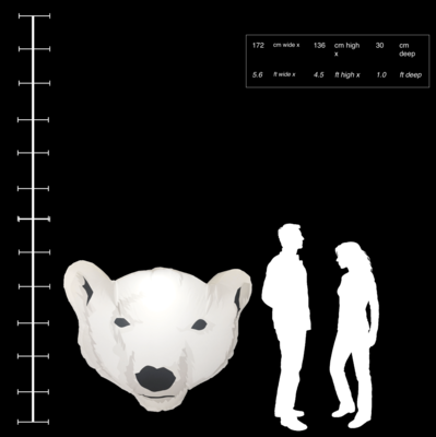 Hanging Inflatable Polar Bear Head 5.6ft/172cm x 4.5ft/136cm
