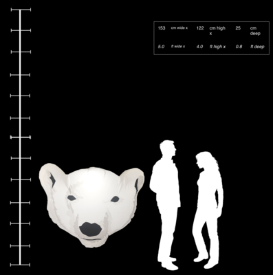 Hanging Inflatable Polar Bear Head 5ft/152cm x 4ft/122cm