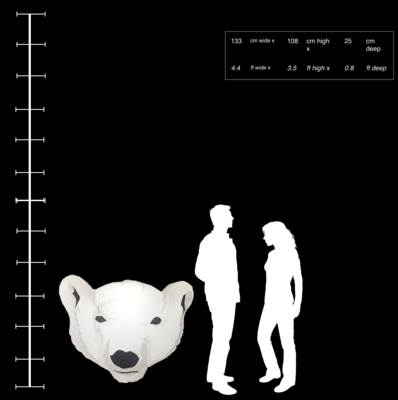 Hanging Inflatable Polar Bear Head 4.4ft/133cm x 3.5ft/108cm