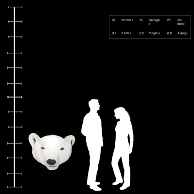 Hanging Inflatable Polar Bear Head 3.1ft/95cm x 2.5ft/75cm