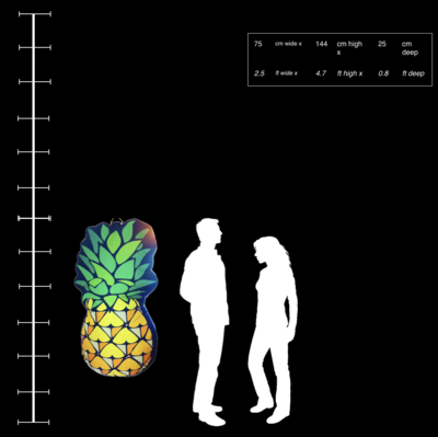 Hanging Inflatable 2D Pineapple 2.5ft/75cm x 4.7ft/144cm high