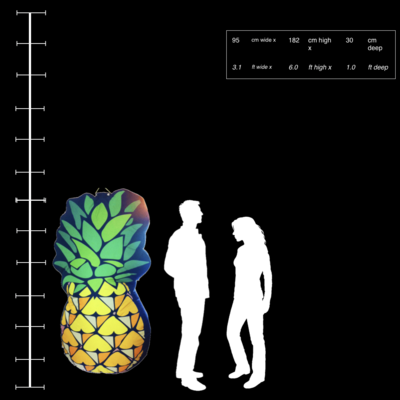 Hanging Inflatable 2D Pineapple 3.1ft/95cm x 6ft/182cm high